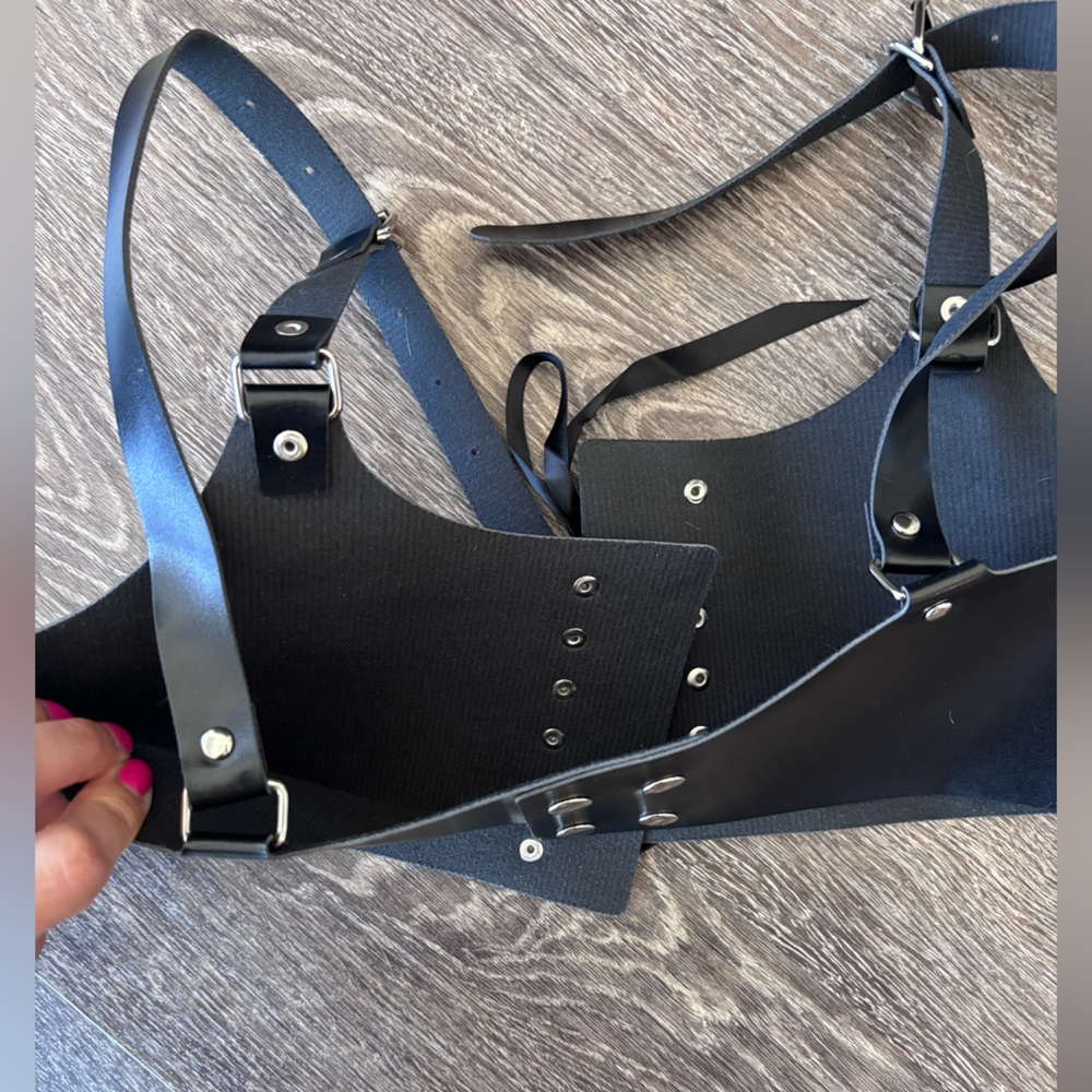 NWOT Black Corset Leather Under-Bust Corset Lace-Up Waist Cincher - Picture 6 of 9